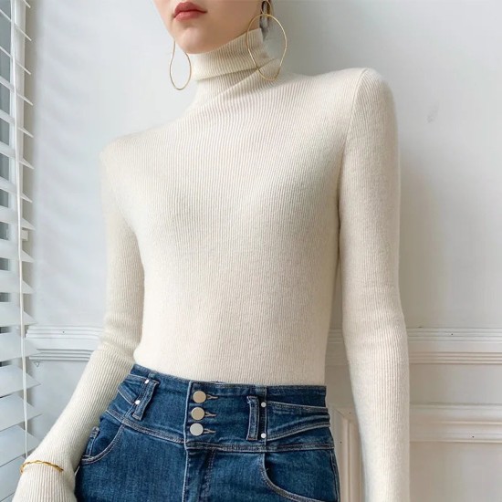 Women Collar Turtleneck Sweaters Slim Pullover Women Basic Tops Women Collar Turtleneck Sweaters Slim Pullover Women Basic Tops