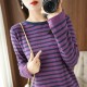 Sweater Curled O-neck Strip Pullover Casual Knit Clothing Fashion Sweater Curled O-neck Strip Pullover Casual Knit Clothing Fashion