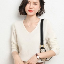 Sweater Women's  Pullover V-neck Long Sleeve