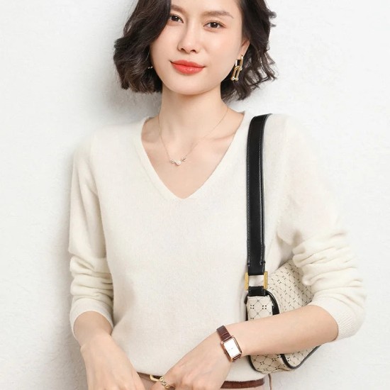 Sweater Women's Pullover V-neck Long Sleeve Sweater Women's Pullover V-neck Long Sleeve