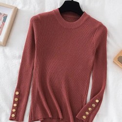 pullovers casual autumn button o-neck chic sweater