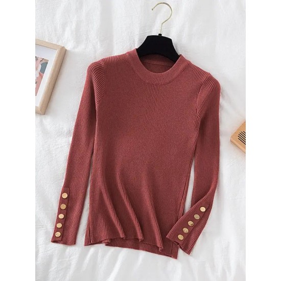 pullovers casual autumn button o-neck chic sweater pullovers casual autumn button o-neck chic sweater