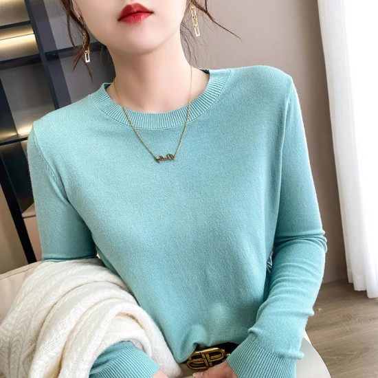Sweater Solid O-neck Knitwear Korean Casual Pullovers Long Sleeve Sweater Solid O-neck Knitwear Korean Casual Pullovers Long Sleeve