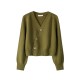 Skew Button Cardigan V-neck Sweater Women Knitted Long Sleeve Tops Skew Button Cardigan V-neck Sweater Women Knitted Long Sleeve Tops