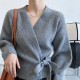 Bow Tie V-Neck Knit Women's Short High Waist Cardigan Sweater Bow Tie V-Neck Knit Women's Short High Waist Cardigan Sweater