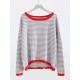 Long Sleeve Oversized Striped Tops Basic Loose Sweaters Long Sleeve Oversized Striped Tops Basic Loose Sweaters
