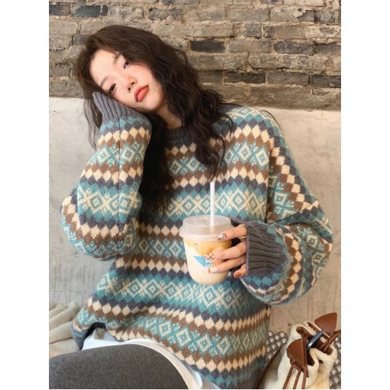 Winter Knitwear Pullover Sweaters Vintage Long Loose Winter Knitwear Pullover Sweaters Vintage Long Loose