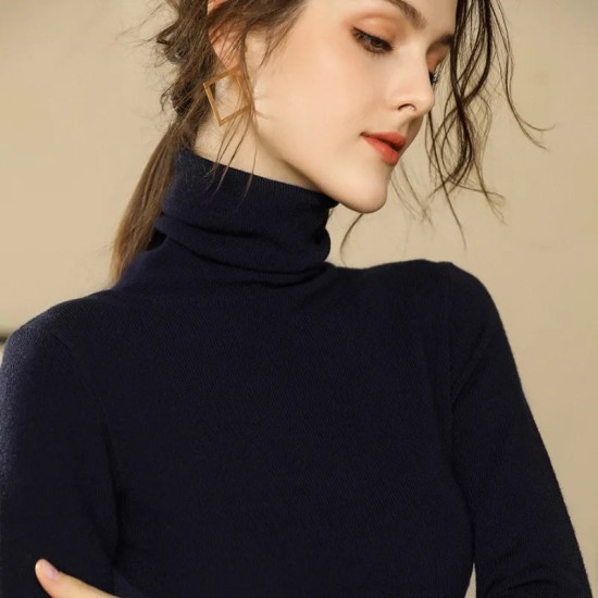 Women Sweater Turtleneck Warm Knitwear Casual Solid Fashion Women Sweater Turtleneck Warm Knitwear Casual Solid Fashion