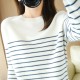 Cotton Knitted Sweater Striped Color Long Sleeve Cotton Knitted Sweater Striped Color Long Sleeve