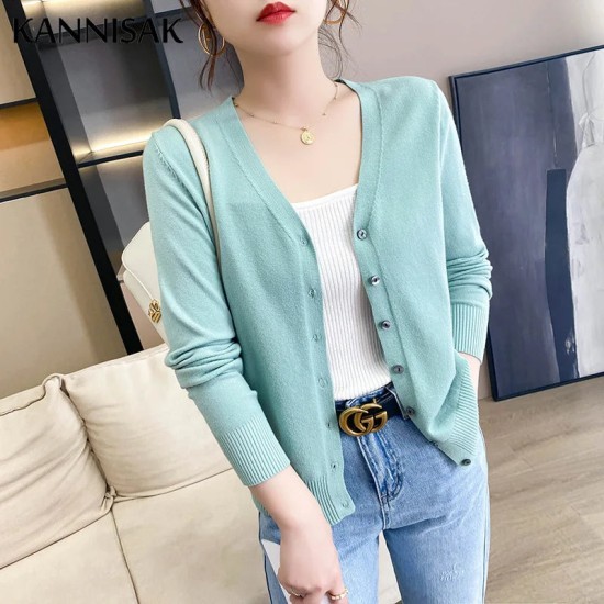 Cardigans Loose Solid Single Breasted V-neck Sweaters Fashion Cardigans Loose Solid Single Breasted V-neck Sweaters Fashion