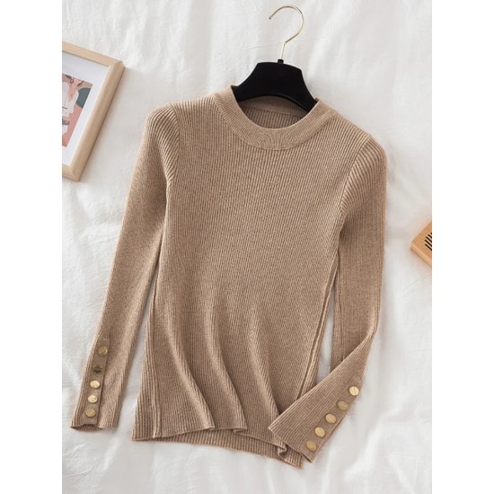 pullovers casual autumn button o-neck chic sweater pullovers casual autumn button o-neck chic sweater