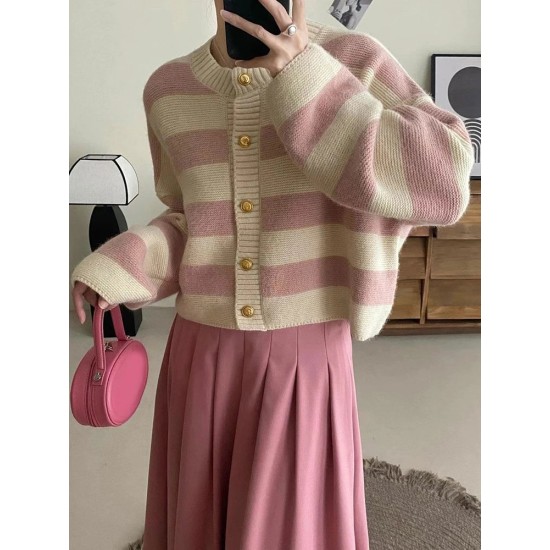 Fashion Sweater Cardigan Knitted Striped Long Sleeve Casual Tops Fashion Sweater Cardigan Knitted Striped Long Sleeve Casual Tops