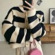 Striped Knitted Button Up Loose Cardigan Sweaters Striped Knitted Button Up Loose Cardigan Sweaters