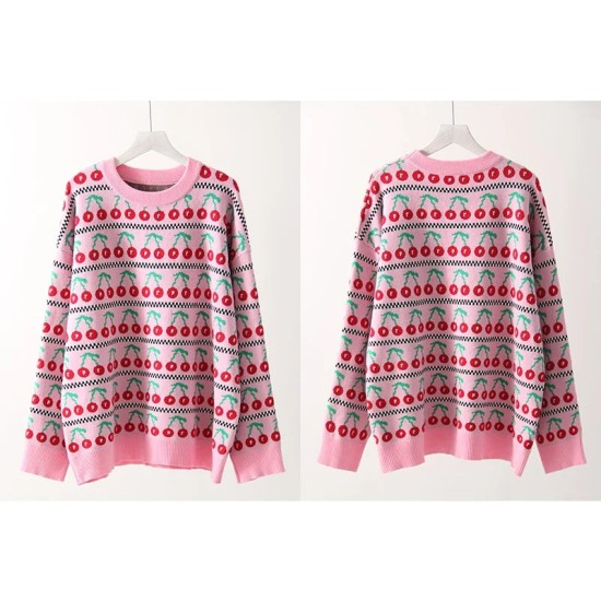 Women's Sweater Graphic Pullover O Neck Oversized Knit Tops Vintage Women's Sweater Graphic Pullover O Neck Oversized Knit Tops Vintage