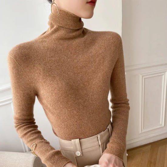 Women Collar Turtleneck Sweaters Slim Pullover Women Basic Tops Women Collar Turtleneck Sweaters Slim Pullover Women Basic Tops