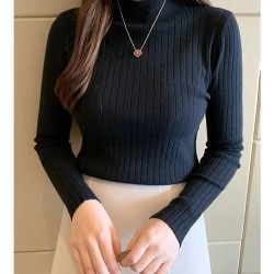 Sweater Slim Jumpers Knitted Solid Pullover Elegant Sweater