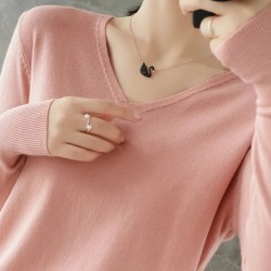 V-neck Knitted Pullovers Loose Bottoming Shirt Fashion Jumper Sweater