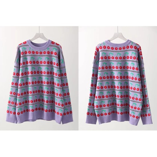 Women's Sweater Graphic Pullover O Neck Oversized Knit Tops Vintage Women's Sweater Graphic Pullover O Neck Oversized Knit Tops Vintage