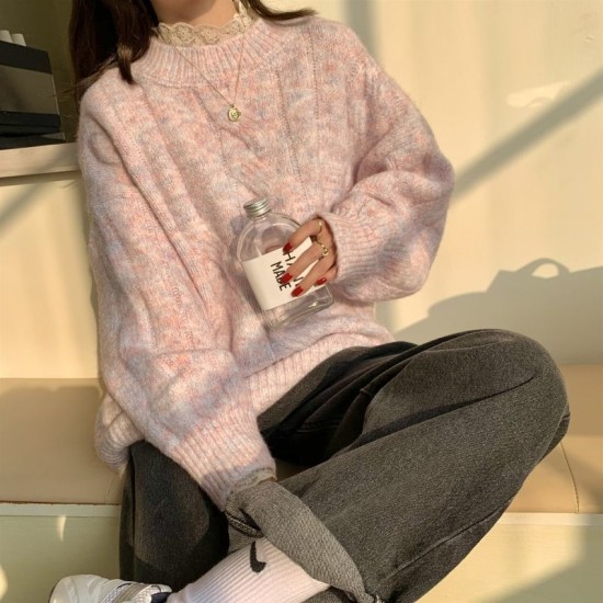 Fashion Twist Striped Sweater Women Retro Pullover Loose Fashion Twist Striped Sweater Women Retro Pullover Loose
