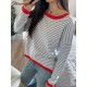 Long Sleeve Oversized Striped Tops Basic Loose Sweaters Long Sleeve Oversized Striped Tops Basic Loose Sweaters