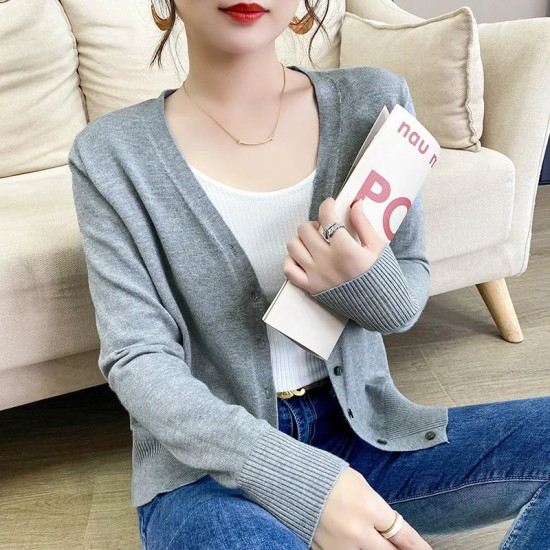 Cardigans Loose Solid Single Breasted V-neck Sweaters Fashion Cardigans Loose Solid Single Breasted V-neck Sweaters Fashion