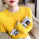 Sweater Solid O-neck Knitwear Korean Casual Pullovers Long Sleeve Sweater Solid O-neck Knitwear Korean Casual Pullovers Long Sleeve