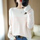 Cotton Knitted Sweater Striped Color Long Sleeve Cotton Knitted Sweater Striped Color Long Sleeve