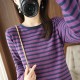 Sweater Curled O-neck Strip Pullover Casual Knit Clothing Fashion Sweater Curled O-neck Strip Pullover Casual Knit Clothing Fashion