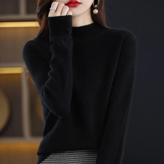 single-line hollow women's pullover O-neck sweater knitted solid color single-line hollow women's pullover O-neck sweater knitted solid color