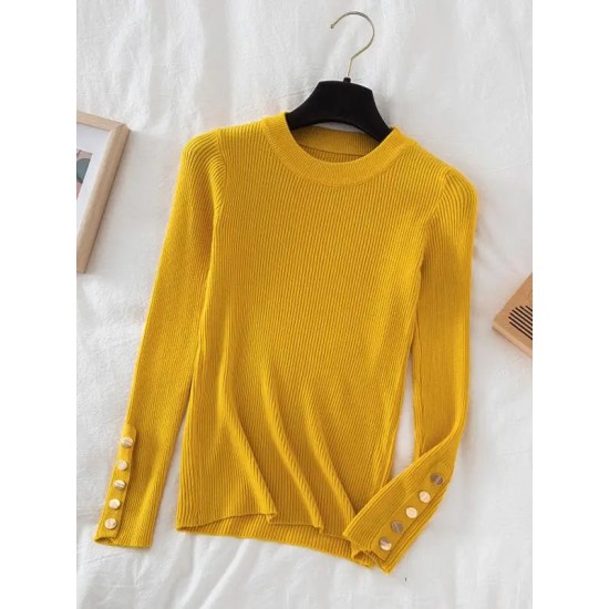 pullovers casual autumn button o-neck chic sweater pullovers casual autumn button o-neck chic sweater