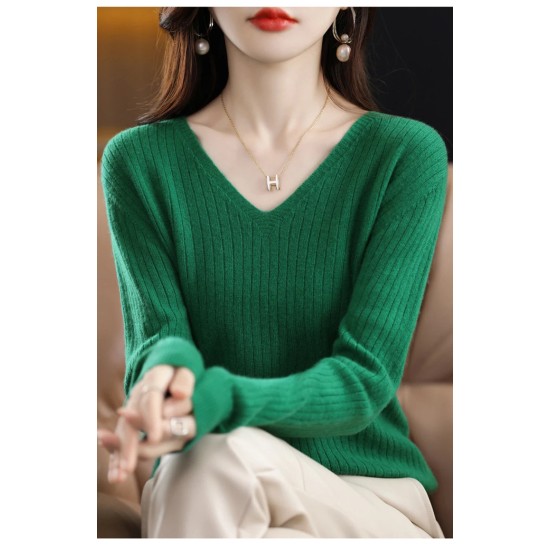 Women Sweater Long Sleeve Top Knitted Pullover V-Neck Fashion Women Sweater Long Sleeve Top Knitted Pullover V-Neck Fashion
