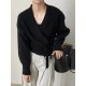 Bow Tie V-Neck Knit Women's Short High Waist Cardigan Sweater Bow Tie V-Neck Knit Women's Short High Waist Cardigan Sweater