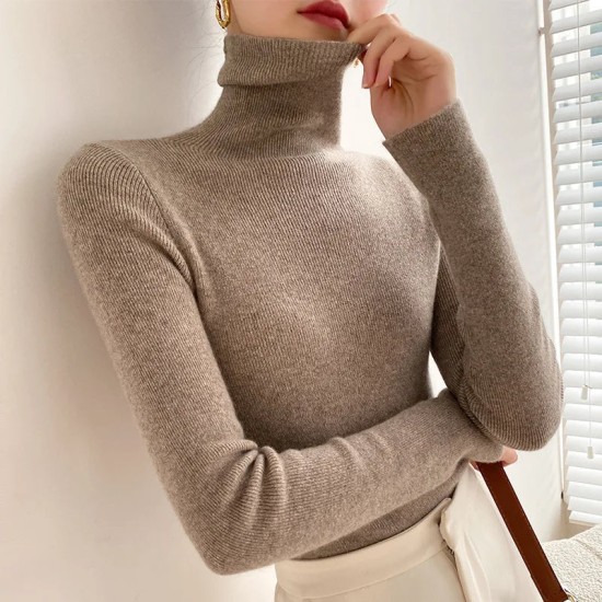 Women Sweater Turtleneck Warm Knitwear Casual Solid Fashion Women Sweater Turtleneck Warm Knitwear Casual Solid Fashion