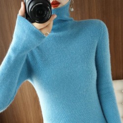 Women Collar Turtleneck Sweaters Slim Pullover Women Basic Tops