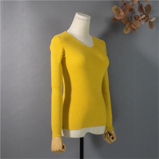 Pullover V-Neck Minimalist Bottoming Pink Tops Multi Colors Pullover V-Neck Minimalist Bottoming Pink Tops Multi Colors