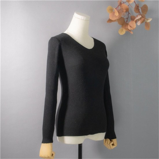 Pullover V-Neck Minimalist Bottoming Pink Tops Multi Colors Pullover V-Neck Minimalist Bottoming Pink Tops Multi Colors
