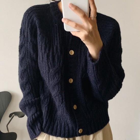 Knitwear Knitted Button Cardigans Short Minimalist Vintage Elegant Ladies Tops Knitwear Knitted Button Cardigans Short Minimalist Vintage Elegant Ladies Tops