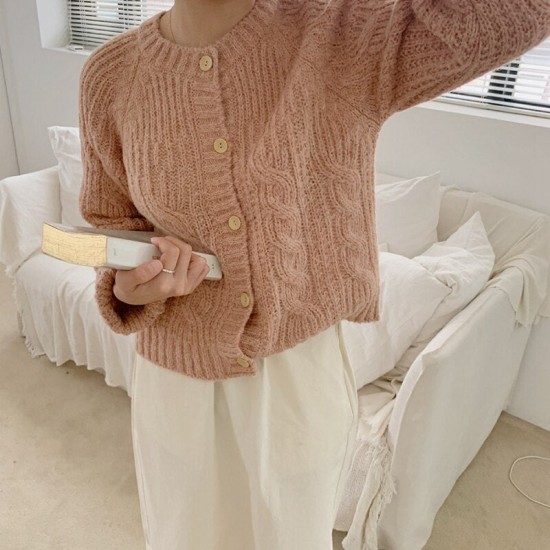 Knitwear Knitted Button Cardigans Short Minimalist Vintage Elegant Ladies Tops Knitwear Knitted Button Cardigans Short Minimalist Vintage Elegant Ladies Tops