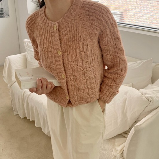 Knitwear Knitted Button Cardigans Short Minimalist Vintage Elegant Ladies Tops Knitwear Knitted Button Cardigans Short Minimalist Vintage Elegant Ladies Tops