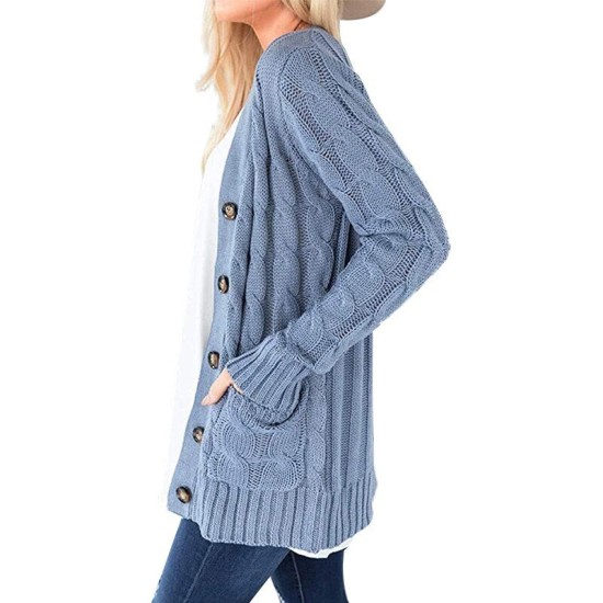 Cardigan Long Sleeve Plus Size Pocket Ribbed Knitted Sweater Cardigan Long Sleeve Plus Size Pocket Ribbed Knitted Sweater