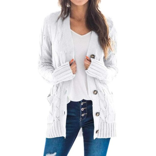 Cardigan Long Sleeve Plus Size Pocket Ribbed Knitted Sweater Cardigan Long Sleeve Plus Size Pocket Ribbed Knitted Sweater