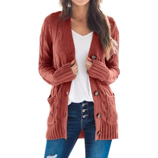 Cardigan Long Sleeve Plus Size Pocket Ribbed Knitted Sweater Cardigan Long Sleeve Plus Size Pocket Ribbed Knitted Sweater