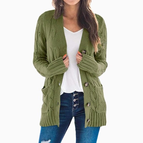 Cardigan Long Sleeve Plus Size Pocket Ribbed Knitted Sweater Cardigan Long Sleeve Plus Size Pocket Ribbed Knitted Sweater