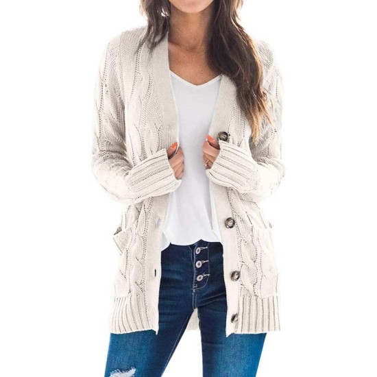 Cardigan Long Sleeve Plus Size Pocket Ribbed Knitted Sweater Cardigan Long Sleeve Plus Size Pocket Ribbed Knitted Sweater