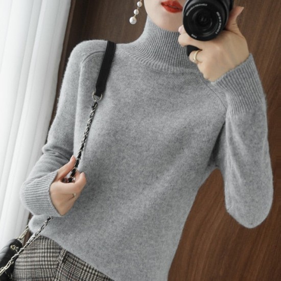 Turtleneck sweater jumpers knit long sleeve thick loose pullover Turtleneck sweater jumpers knit long sleeve thick loose pullover