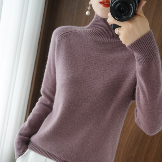 Turtleneck sweater jumpers knit long sleeve thick loose pullover Turtleneck sweater jumpers knit long sleeve thick loose pullover