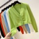Long Sleeve Sweater Cardigan Sexy V-Neck Button Down Cropped Jacket Long Sleeve Sweater Cardigan Sexy V-Neck Button Down Cropped Jacket