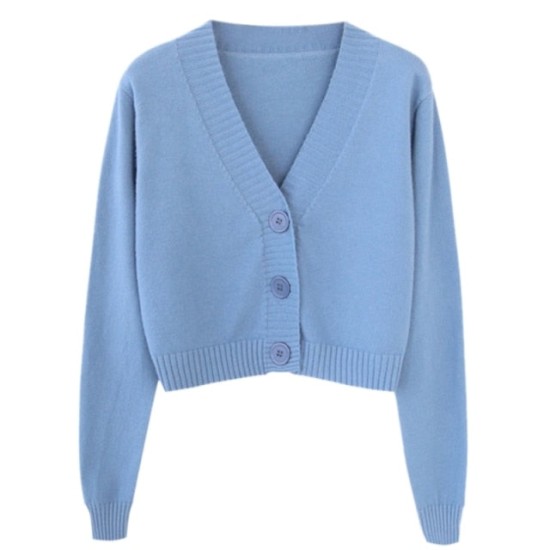 Long Sleeve Sweater Cardigan Sexy V-Neck Button Down Cropped Jacket Long Sleeve Sweater Cardigan Sexy V-Neck Button Down Cropped Jacket