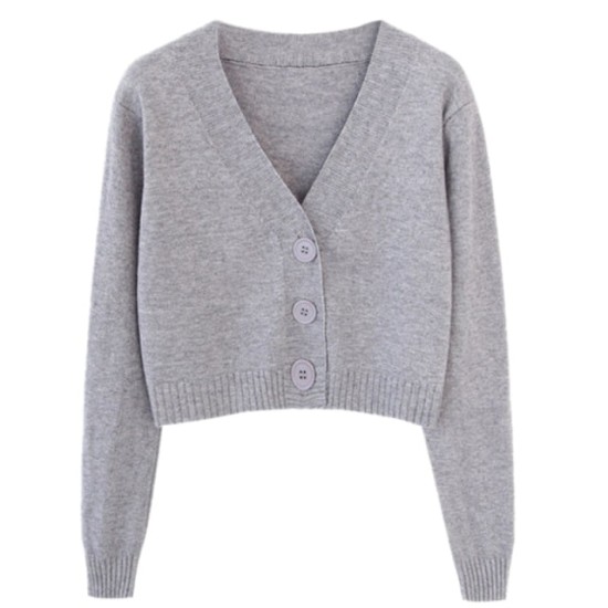 Long Sleeve Sweater Cardigan Sexy V-Neck Button Down Cropped Jacket Long Sleeve Sweater Cardigan Sexy V-Neck Button Down Cropped Jacket