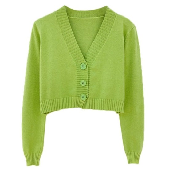 Long Sleeve Sweater Cardigan Sexy V-Neck Button Down Cropped Jacket Long Sleeve Sweater Cardigan Sexy V-Neck Button Down Cropped Jacket